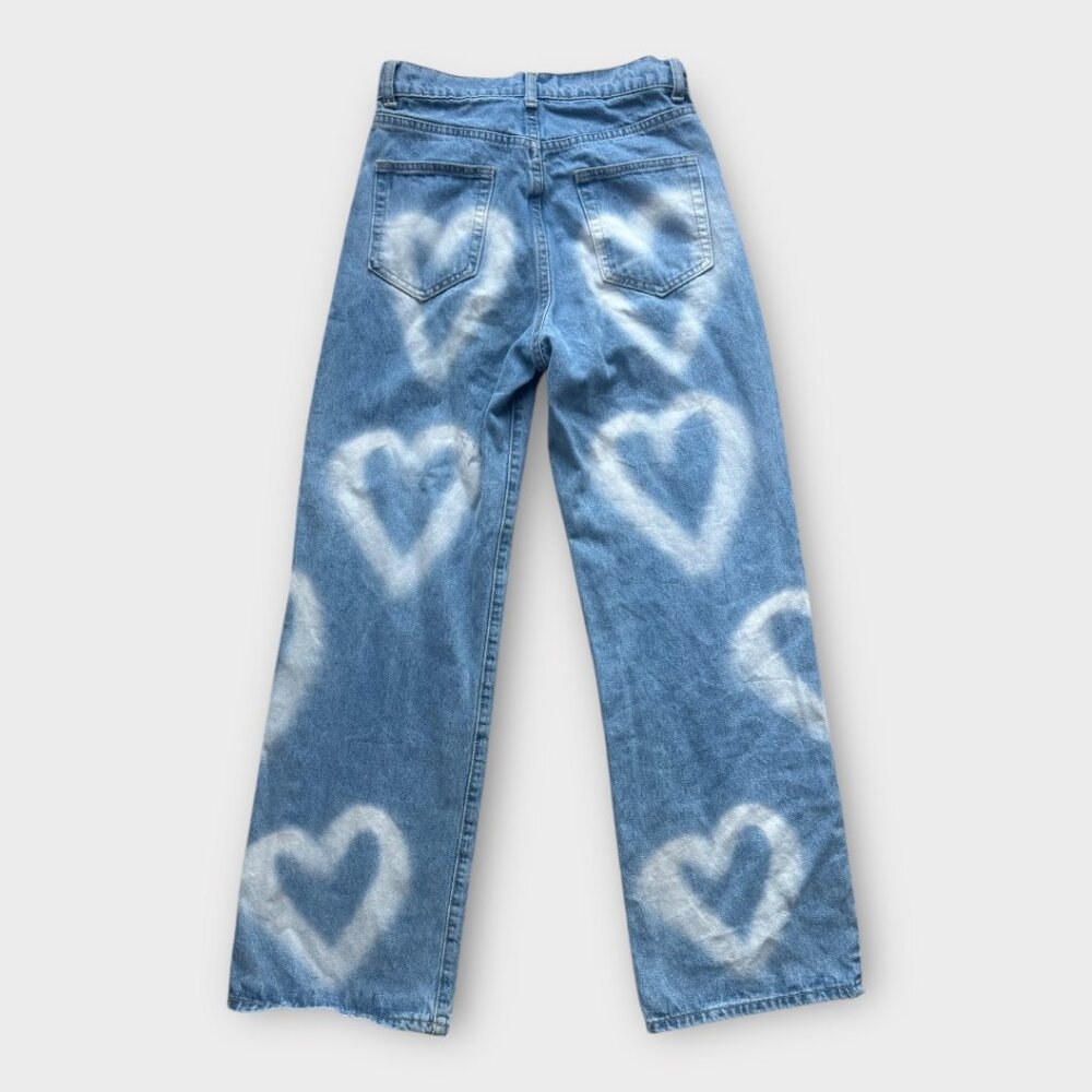 Adika wide leg baggy Heart Graffiti Jeans - women's small (26)